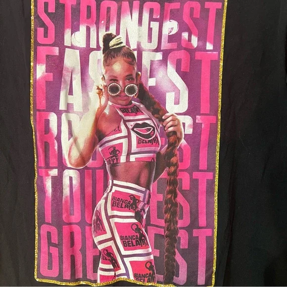 WWE Authentic Bianca Belair Black T-Shirt - Picture 5 of 6